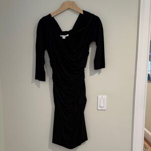 Diane Von Furstenberg Black Long Sleeve Dress, Slimming and Comfortable.